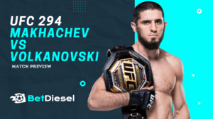 UFC 294 - Makhachev vs. Volkanovski: Two fighters in the octagon ready to compete.